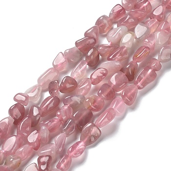 Natural Rose Quartz Beads Strands, Nuggets, 4~6x4~6mm, Hole: 0.8mm, 15.35''(39cm)