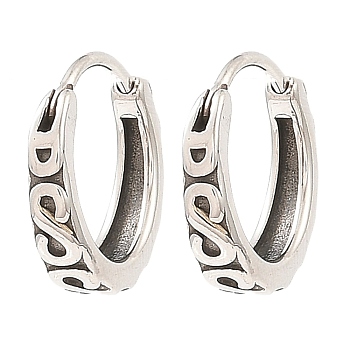 316 Surgical Stainless Steel Hoop Earrings, Antique Silver, 14.5x15.5x3.5mm