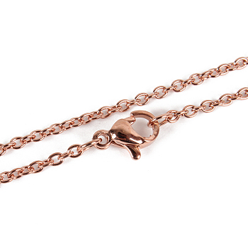 304 Stainless Steel Cable Chain Necklace Making, with Lobster Claw Clasps, Vacuum Plating, Rose Gold, 17.7 inch(45cm), 2mm