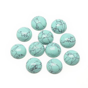 Synthetic Turquoise Cabochons, Dyed, Half Round/Dome, 12x5mm
