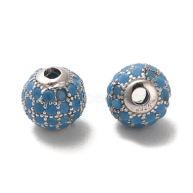 Perles de zircone cubiques en argent sterling 925 plaquées rhodium(STER-H110-24A-02P)-2