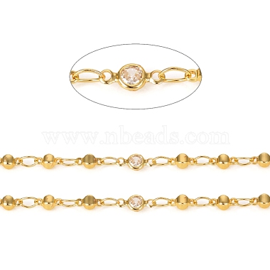 Clear Brass+Cubic Zirconia Link Chains Chain
