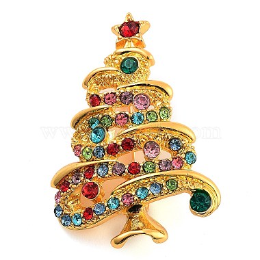 Christmas Tree Alloy+Rhinestone Brooch