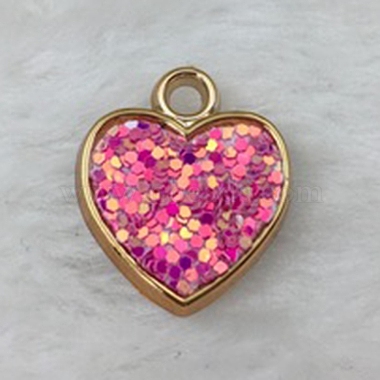 Hot Pink Heart Plastic Pendants