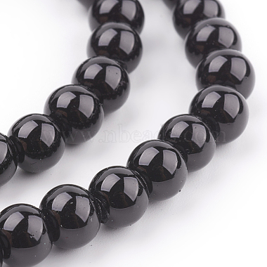 Black Glass Pearl Round Loose Beads For Jewelry Necklace Craft Making(X-HY-8D-B20)-3
