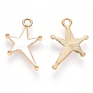 Light Gold White Star Alloy+Enamel Pendants