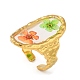 Oval Epoxy Resin with Dry Flower Cuff Rings(RJEW-G304-02G)-1