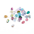 Czech Glass Beads, Electroplated/Dyed/Transparent/Imitation Opalite, Top Drilled Beads, Teardrop, Mixed Color, 6.5x4.5mm, Hole: 0.8mm(X-GLAA-G070-11A)
