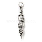 316 Surgical Stainless Steel Big Pendants, with Jump Ring, Sword with Skull Charm, Antique Silver, 56x9.5x10mm, Hole: 7mm(STAS-Z073-78AS)