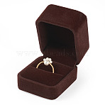 Velvet Ring Boxes, Rectangle, Coconut Brown, 6x5.1x4.5cm(CON-TAC0006-10F)