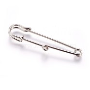 Iron Brooch Findings, Kilt Pins, Platinum, 56x16x5mm, Hole: 2mm, Pin: 1.5mm(IFIN-WH0040-01P)