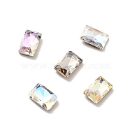 K9 Glass Rhinestone Cabochons, Flat Back & Back Plated, Faceted, Rectangle, Mixed Color, 6x4x2mm(RGLA-F076-A)