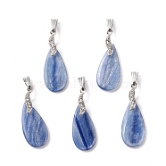 Natural Kyanite Pendants, with Platinum Tone Alloy Finding, Drop, Cornflower Blue, 40mm, Hole: 3mm(G-E572-10)