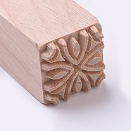 DIY Scrapbook, Wooden Stamps, Square with Cross Pattern, BurlyWood, 49.5~50.5x19.5~20.5x19.5~20.5mm(AJEW-WH0098-97B)