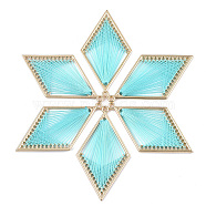 Alloy Big Pendants, with Polyester Thread, Rhombus, Golden, Dark Turquoise, 55.5x30x2mm, Hole: 2mm(PALLOY-T063-04G-06)