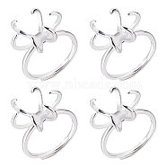 4Pcs Adjustable Brass Ring Components, 6 Claw Prong Settings, Silver, US Size 6(16.5mm), Tray: 13x15mm(KK-NB0003-12)