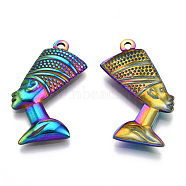 201 Stainless Steel Pendants, Human Charm, Rainbow Color, 31x19x3mm, Hole: 1.6mm(STAS-N098-146M)