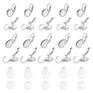 80Pcs 4 Style 304 Stainless Steel Leverback Earring Findings, with Teardrop Setting for Cabochon, Stainless Steel Color, 20pcs/style(STAS-UN0024-46)