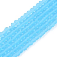 Transparent Glass Beads Strands, Faceted, Frosted, Rondelle, Sky Blue, 2.9~3.3mm, Hole: 1mm, about 148~150pcs/strand, 39.5~40cm(EGLA-A044-T2mm-MD08)