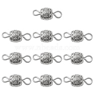 Tibetan Style Alloy Connector Charms, Barrel Links with 304 Stainless Steel Double Loops, Antique Silver & Stainless Steel Color, 13.5x5.5mm, Hole: 2mm(PALLOY-YW0001-43)