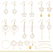SUNNYCLUE DIY Imitation Pearl Dangle Earring Making Kits, Geometry Alloy & Brass Pendants, Brass Earring Hooks & Jump Rings & Pins & Chains, Mixed Color, 17x17x4mm, Hole: 1mm(DIY-SC0016-54)