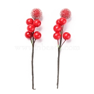 Foam Artificial Christmas Berries with Branch, Simulation Fruit, for Christmas Tree, Home Decorations, Wedding, DIY Crafts, Red, 85~98x21x15mm(DIY-B019-02B)