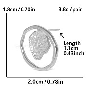 304 Stylish Stainless Steel Heart Circle Stud Earrings Unique Design Jewelry, Silver, 18x20mm(FU0868-1)