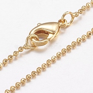 Brass Ball Chain Necklaces, with Lobster Claw Clasps, Real 18K Gold Plated, 17.5 inch(44.5cm)(X-MAK-L009-06G)