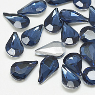Pointed Back Glass Rhinestone Cabochons, Back Plated, Faceted, teardrop, Montana, 8x5x3mm(RGLA-T082-5x8mm-13)