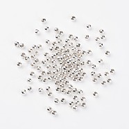 Iron Spacer Beads, Silver Color Plated, Round, 4mm, Hole: 1.5mm, about 529pcs/50g(X-E148Y-S)