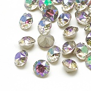 Pointed Back Glass Rhinestone Cabochons, Back Plated, Faceted, Diamond, Ghost Light, 6x5.5mm(RGLA-T110-6mm-001GL)