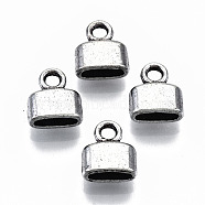 Tibetan Style Alloy Metal Cord Ends, End Caps, Cadmium Free & Lead Free, Antique Silver, 9x8x4mm, Hole: 1.8mm, Inner Diameter: 6x2mm(X-TIBE-N011-030AS-RS)