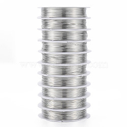Round Copper Jewelry Wire, Platinum, 22 Gauge, 0.6mm, about 22.96 Feet(7m)/roll, 10 rolls/group(CWIR-S002-0.6mm-01)