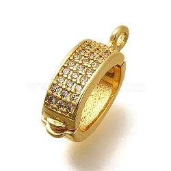 Brass Micro Pave Clear Cubic Zirconia Snap Clasps, Real 18K Gold Plated, 18x5x9.5mm, Hole: 1.6mm(KK-U055-17G)