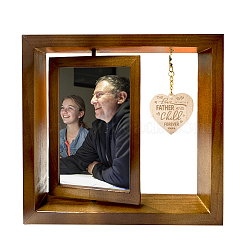 Double Sided Wooden Rotating Photo Frames with DIY Word Dad Heart, for Tabletop, Hat, 210x230x15mm(DJEW-WH0056-002)