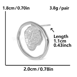 304 Stylish Stainless Steel Heart Circle Stud Earrings Unique Design Jewelry, Silver, 18x20mm(FU0868-1)