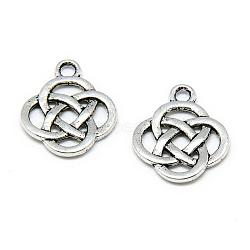 Tibetan Style Alloy Pendants, Knot, Cadmium Free & Lead Free, Antique Silver, 18.5x15.5x2mm, Hole: 2mm, about 889pcs/1000g(TIBE-S301-041AS-RS)