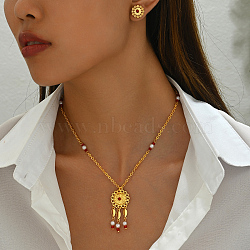 Vintage Exotic Style Necklace Earrings Set Women's Jewelry Kit, Real 18K Gold Plated(FF3486-1)