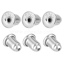 10Pairs 925 Sterling Silver Ear Nuts, Earring Backs, Bullet Shape, Platinum, 5.5x4mm, Hole: 0.6mm(STER-BBC0007-59)