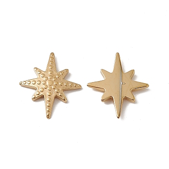 Vacuum Plating 201 Stainless Steel Cabochons, Star, Real 18K Gold Plated, 17x15x2mm