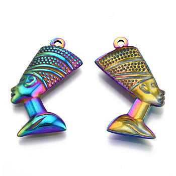 201 Stainless Steel Pendants, Human Charm, Rainbow Color, 31x19x3mm, Hole: 1.6mm