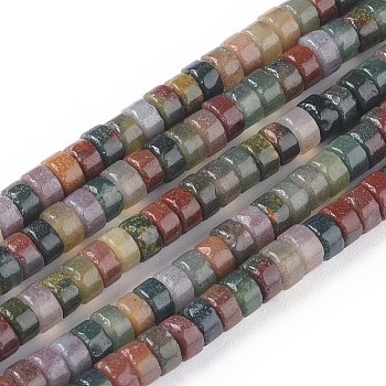 Natural Indian Agate Beads Strands, Heishi Beads, Flat Round/Disc, 4.5x2.5mm, Hole: 0.8mm, about 154pcs/Strand, 15.67 inch(39.8cm)