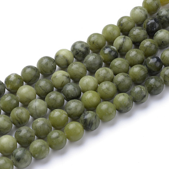 Natural Xinyi Jade/Chinese Southern Jade Beads Strands, Round, 6~6.5mm, Hole: 1mm, about 63pcs/strand, 15.5 inch