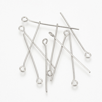 304 Stainless Steel Eye Pin, Stainless Steel Color, 30x0.7mm, Hole: 2mm