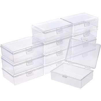 Plastic Bead Containers, Rectangle, Clear, 9.5x6.5x3.2cm