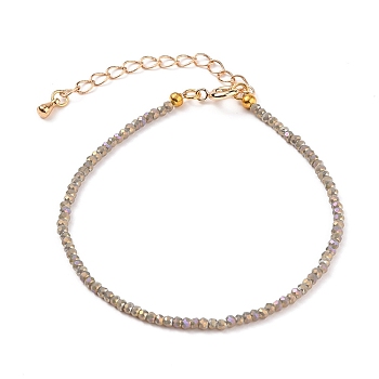 Faceted Electroplate Glass Beaded Bracelets, with Golden Plated Brass Spring Ring Clasps, Rondelle, Coffee, 7-1/2 inch(19cm)
