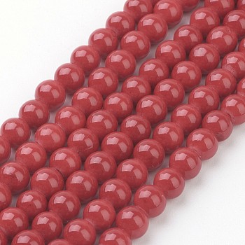 Natural Mashan Jade Round Beads Strands, Dyed, Dark Red, 6mm, Hole: 1mm, about 69pcs/strand, 15.7 inch