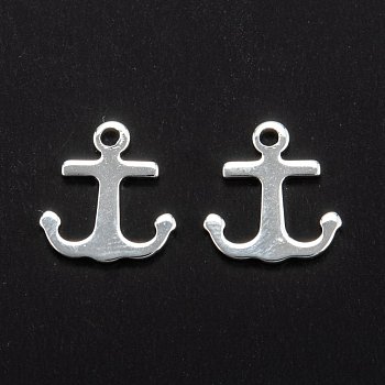 201 Stainless Steel Charms, Anchor, Silver, 12x11x0.7~0.8mm, Hole: 1.4mm
