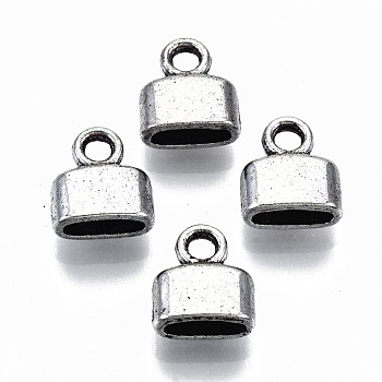 Tibetan Style Alloy Metal Cord Ends, End Caps, Cadmium Free & Lead Free, Antique Silver, 9x8x4mm, Hole: 1.8mm, Inner Diameter: 6x2mm