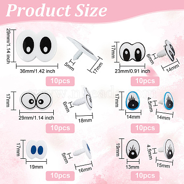 60Pcs 6 Style Plastic Craft Eyes(KY-OC0001-24)-2